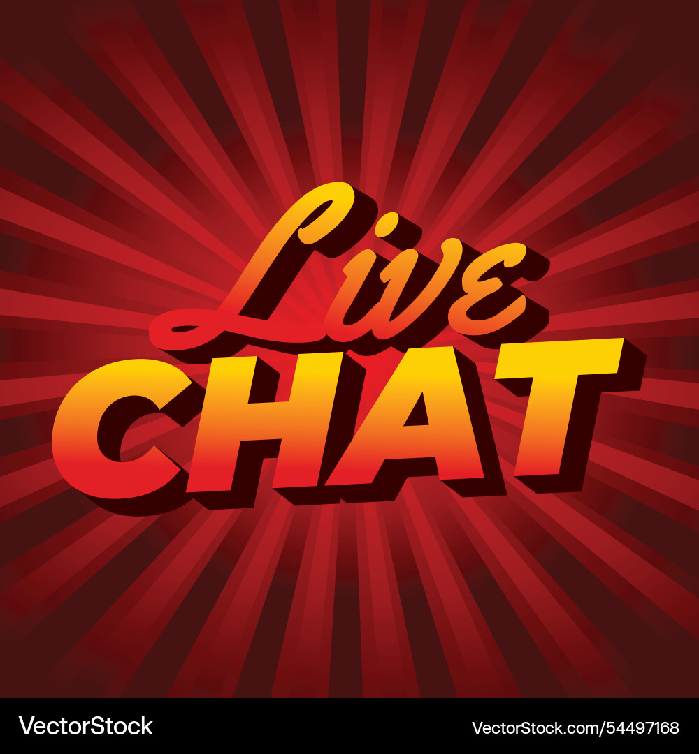 Live chat text effect in bold font and 3d style Vector Image