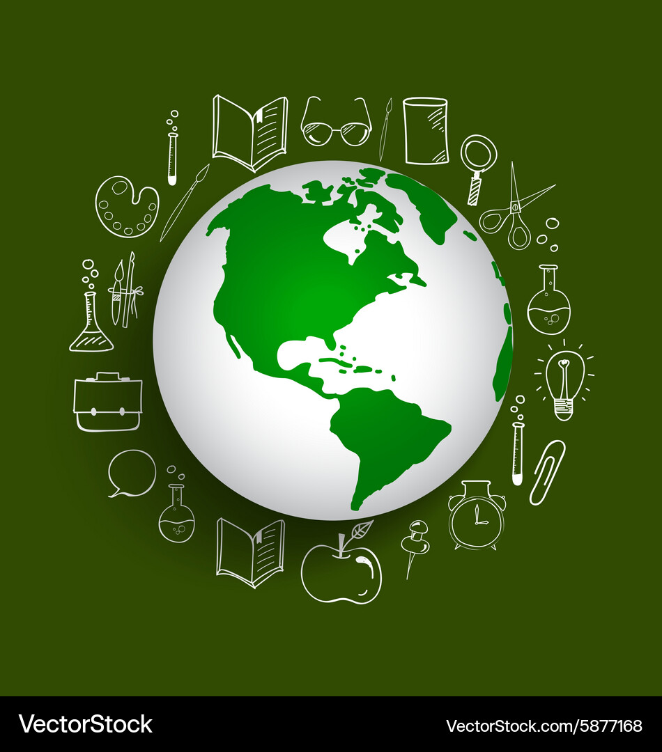 Modern globe with application icon template Vector Image