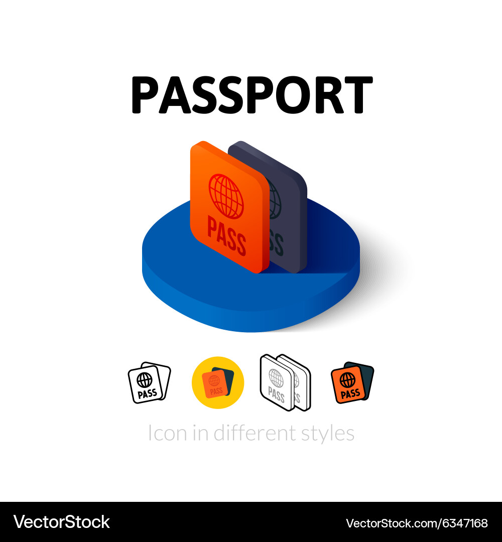 Passport icon in different style Vector Image