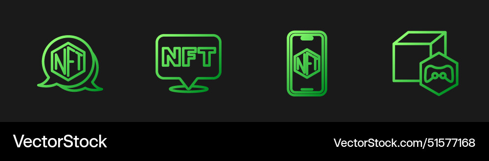 Set line mobile with art store app nft digital Set line mobile with art store app nft digital Vector Image