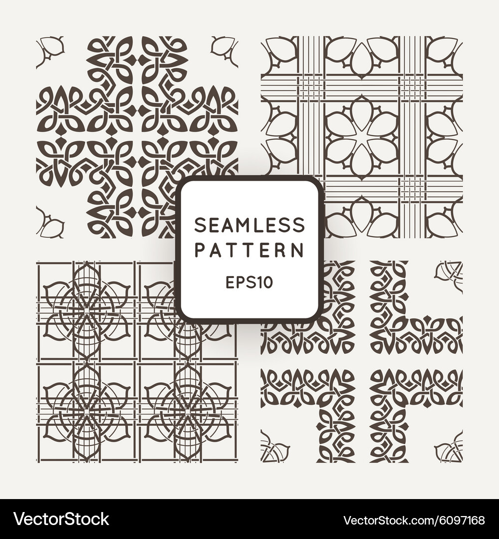 Set of seamless color pattern intersecting Vector Image