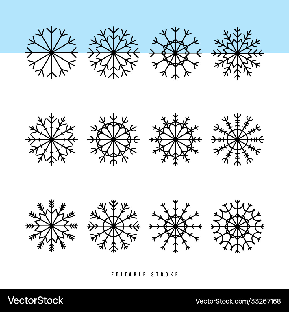 Snowflake thin line icons set outline web sign Snowflake thin line icons set outline web sign vector image