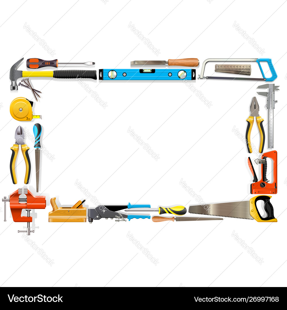 Tool Frame with Various Instruments vector image