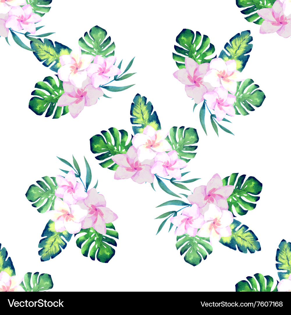 Watercolor Floral Seamless Pattern Vector Image