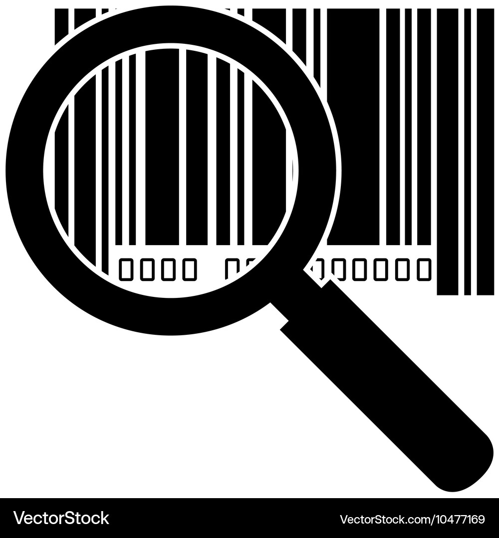 Barcode with serial number lupe Vector Image