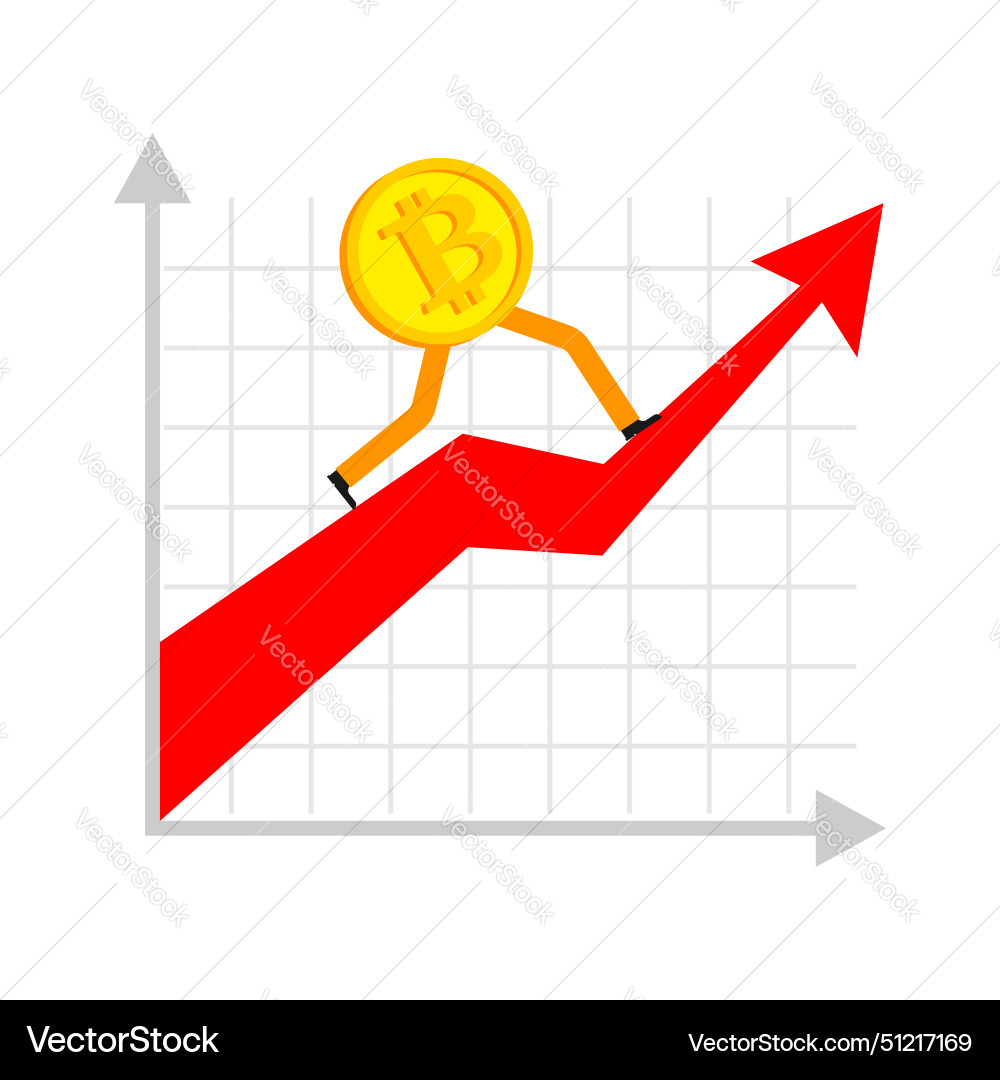 Bitcoin is running concept increase in value Bitcoin is running concept increase in value vector image