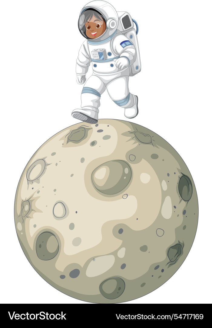 Child in spacesuit exploring the moon Child in spacesuit exploring the moon vector image