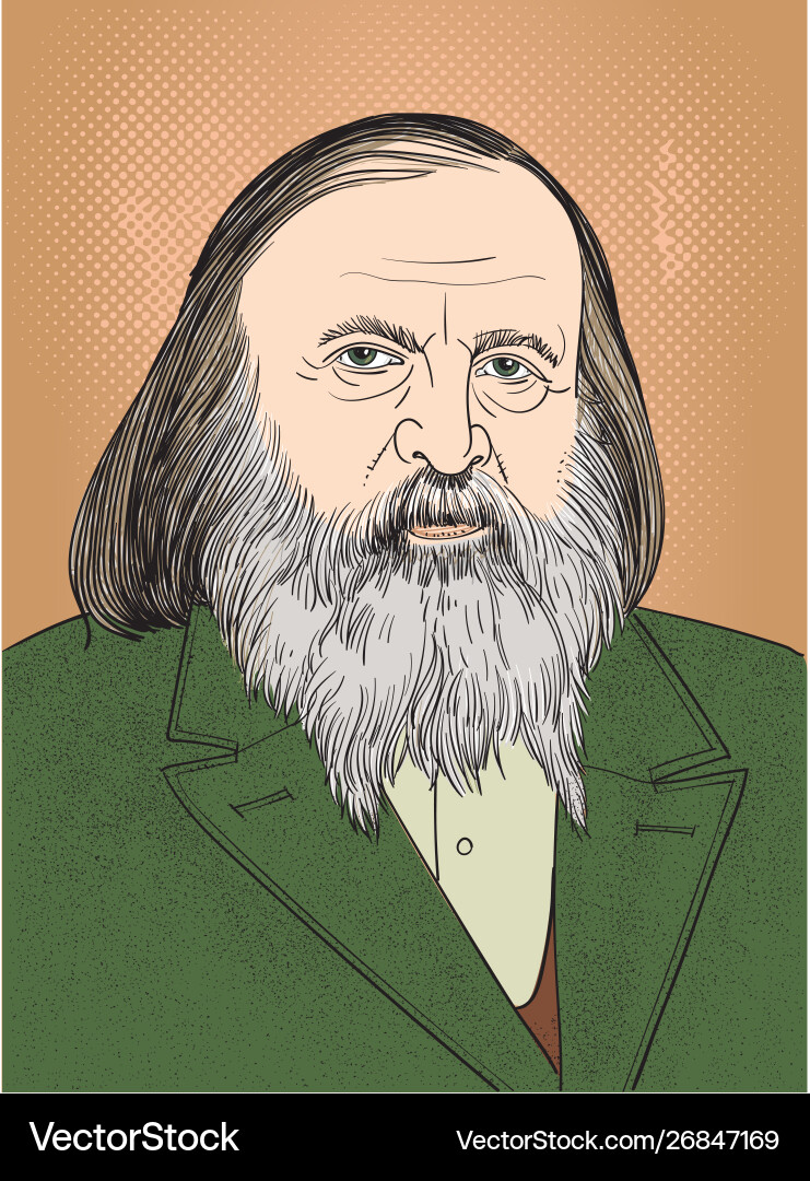 Dmitri mendeleev portrait in line art Dmitri mendeleev portrait in line art vektorbild