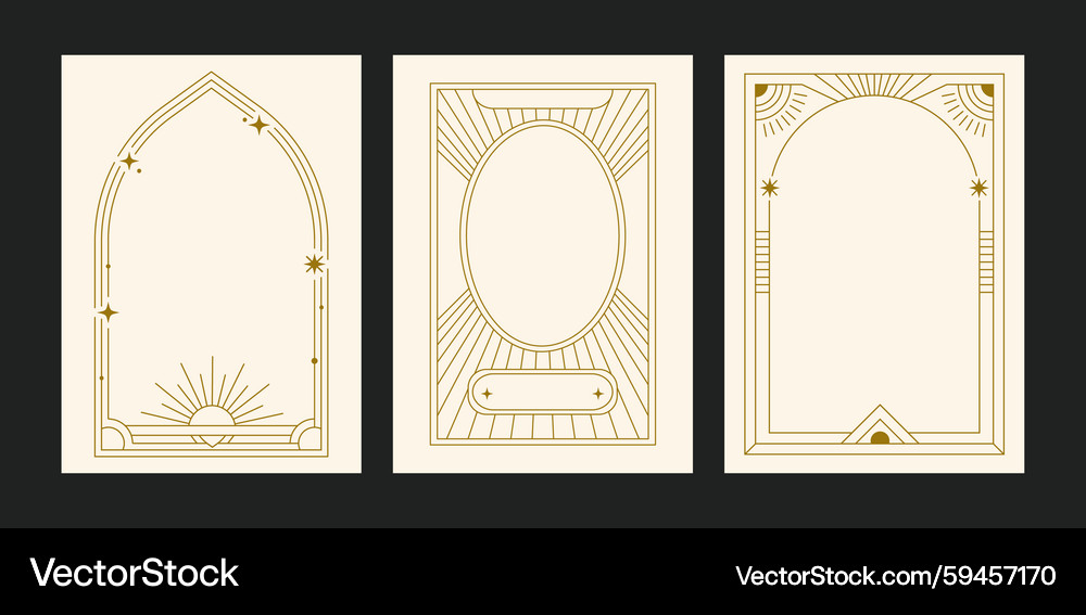 Celestial Art Deco Frame Set – Royalty-Free Vector | VectorStock