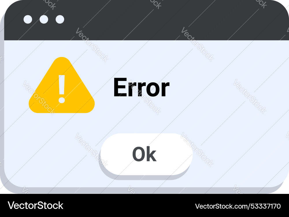 Computer window displaying error message Computer window displaying error message vector image