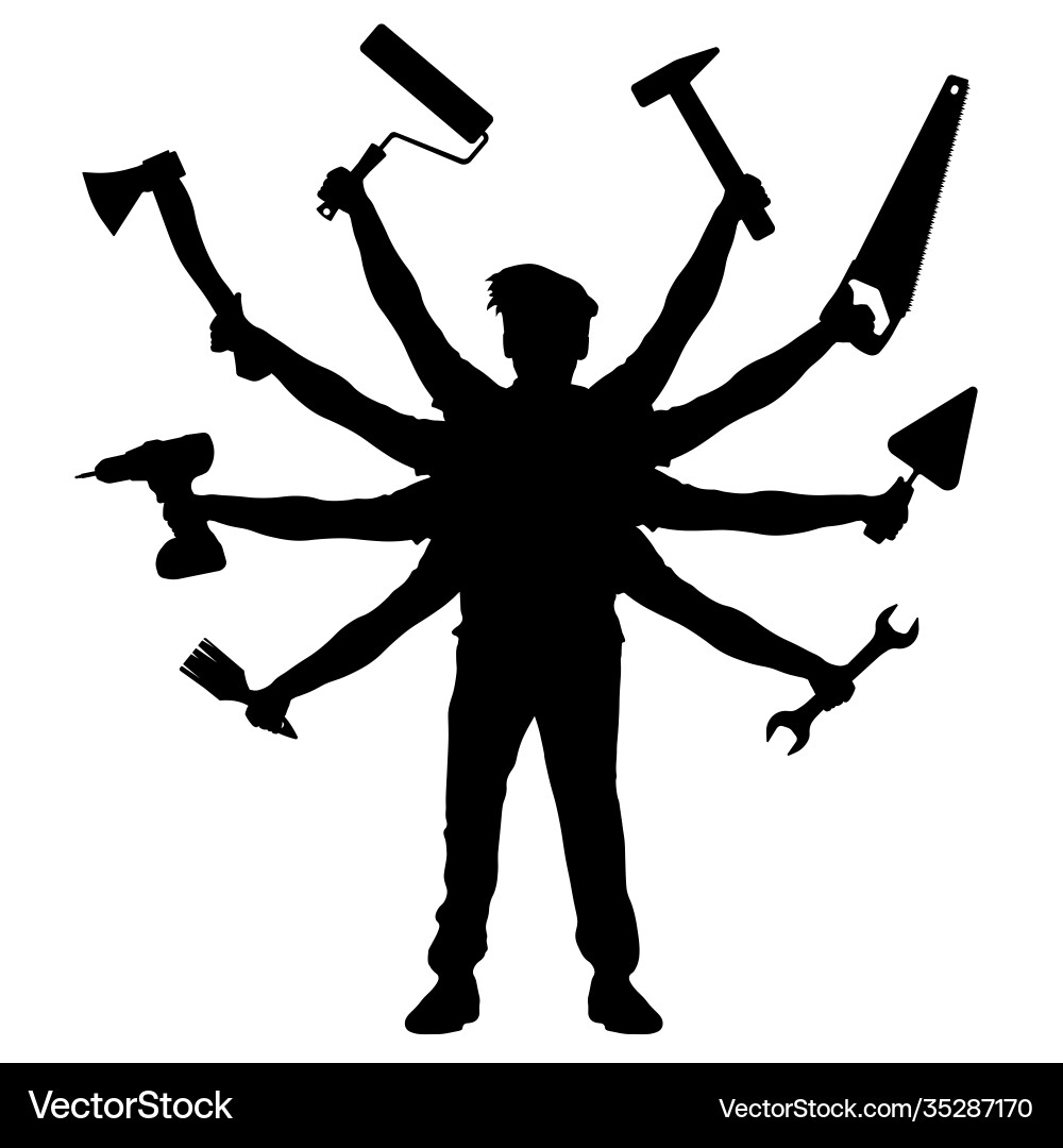 Construction Worker Hands Silhouette Royalty Free Vector