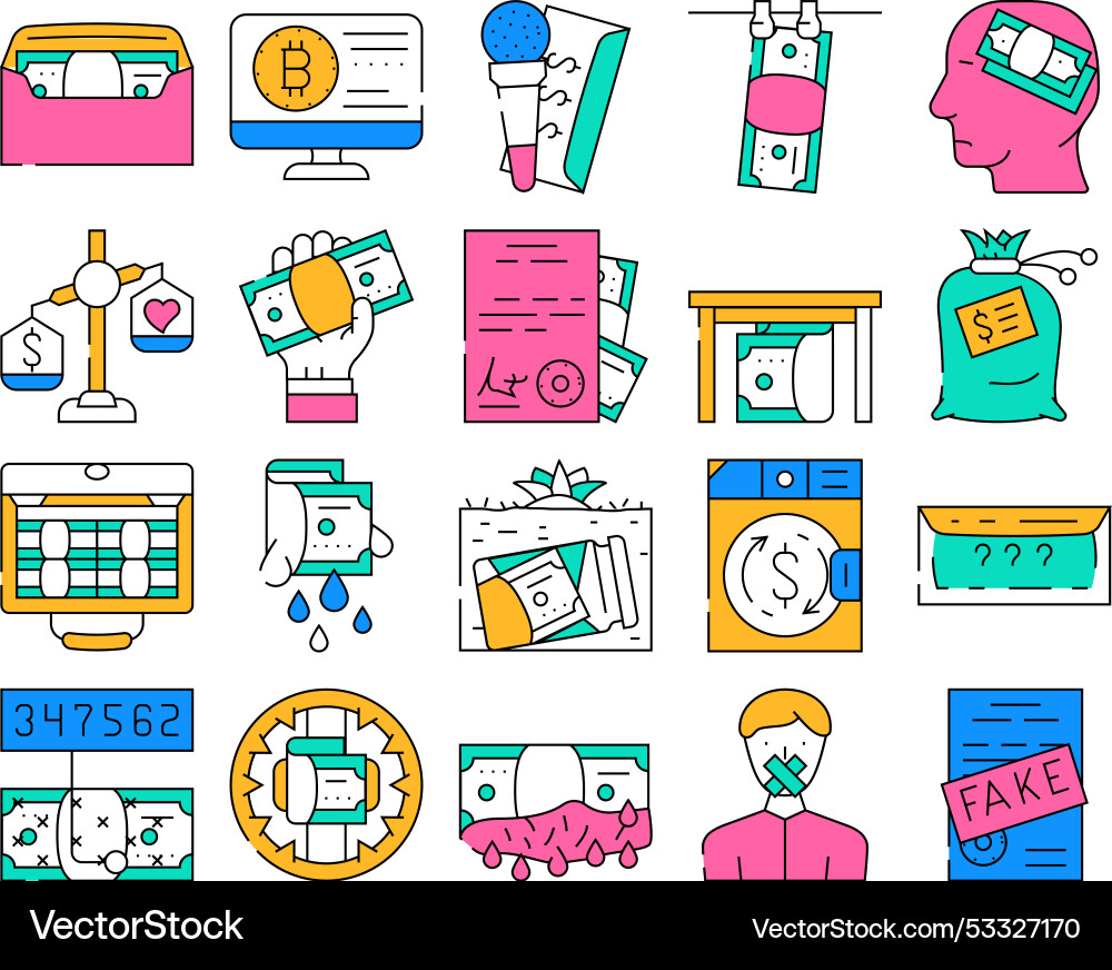 Corruption problem collection icons set Corruption problem collection icons set vector image