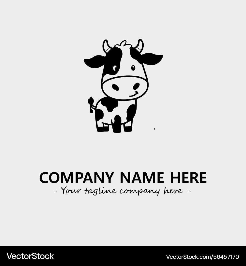 Cow black and white for logo company image Cow black and white for logo company image Vector Image