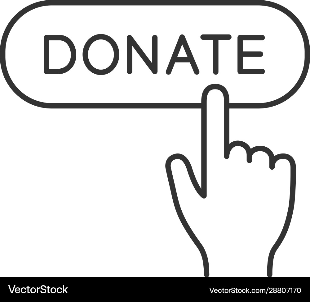Donate button click linear icon Donate button click linear icon vector image