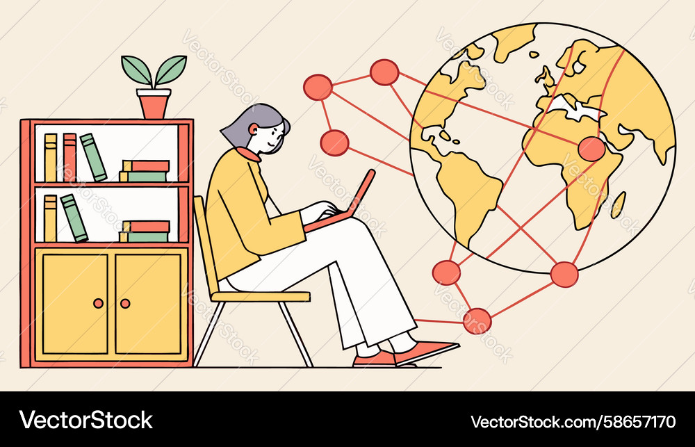 Global E-Learning Network Vector Image