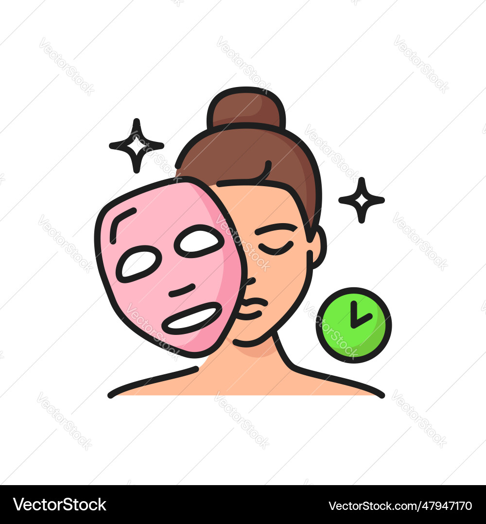 Hautpflege Dermatologie Nacht Gesicht Maske Linie Icon Hautpflege Dermatologie Nacht Gesicht Maske Linie Icon vektorbild