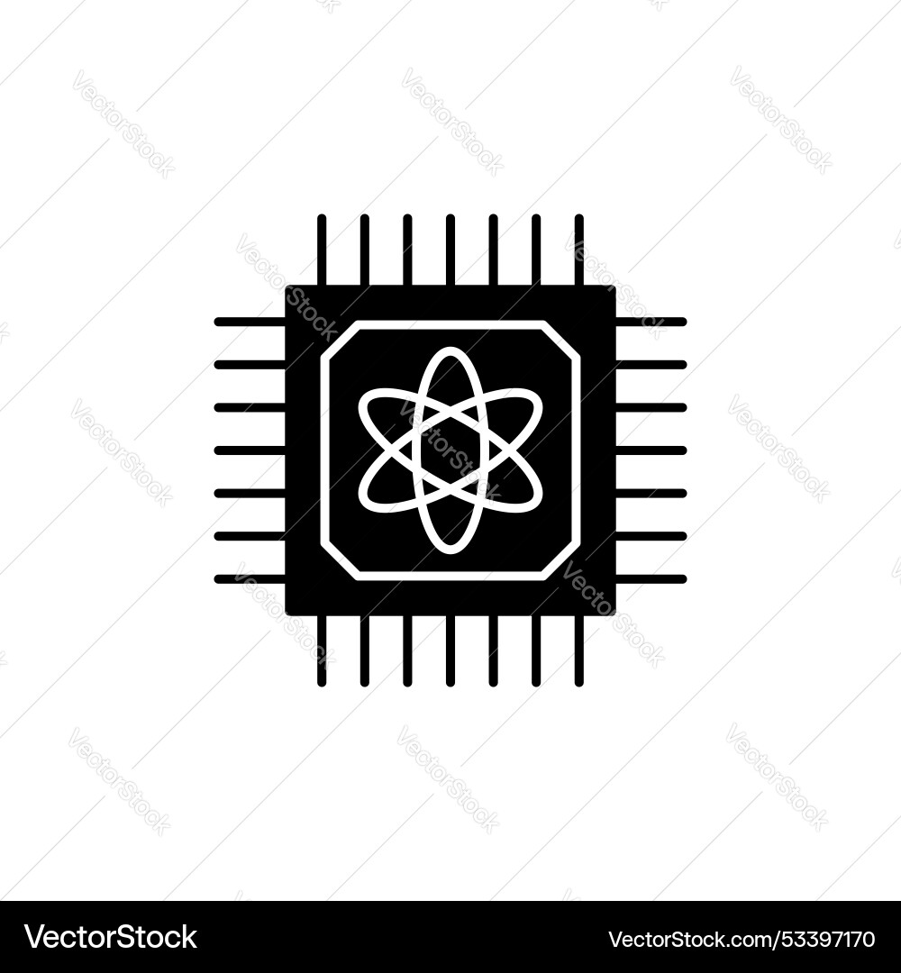 Quantum computing line icon isolated on white Quantum computing line icon isolated on white vector image