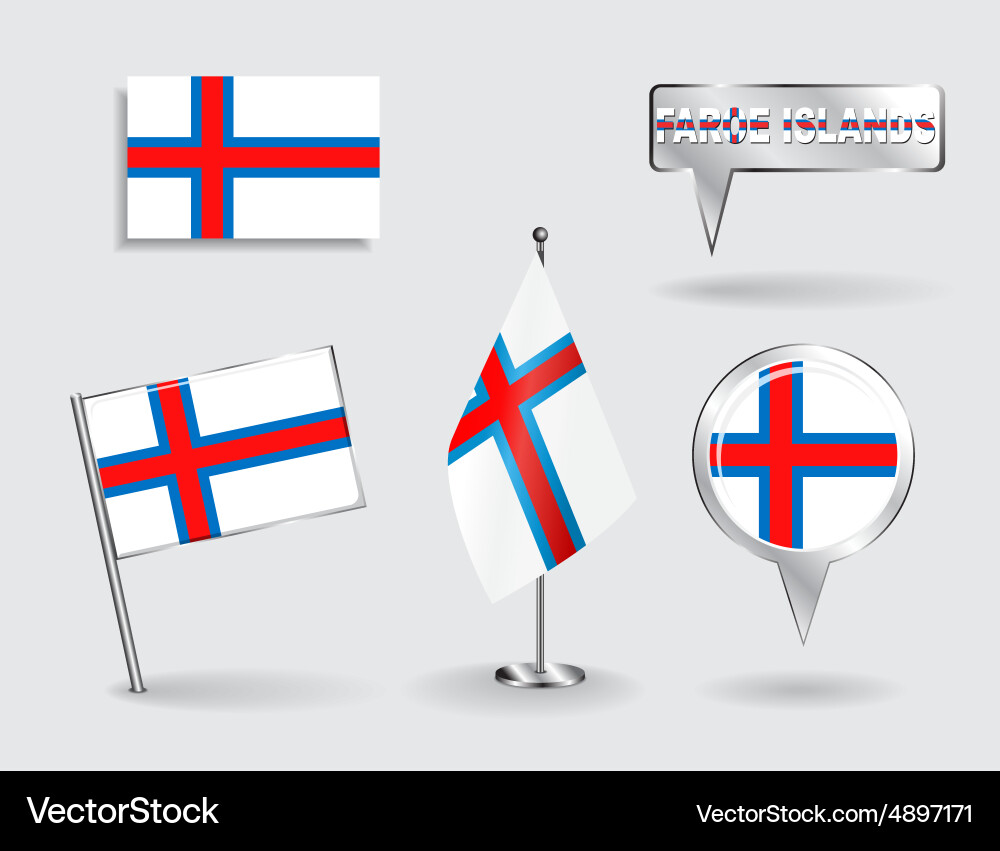 Set of faroe islands pin icon and map pointer vector image