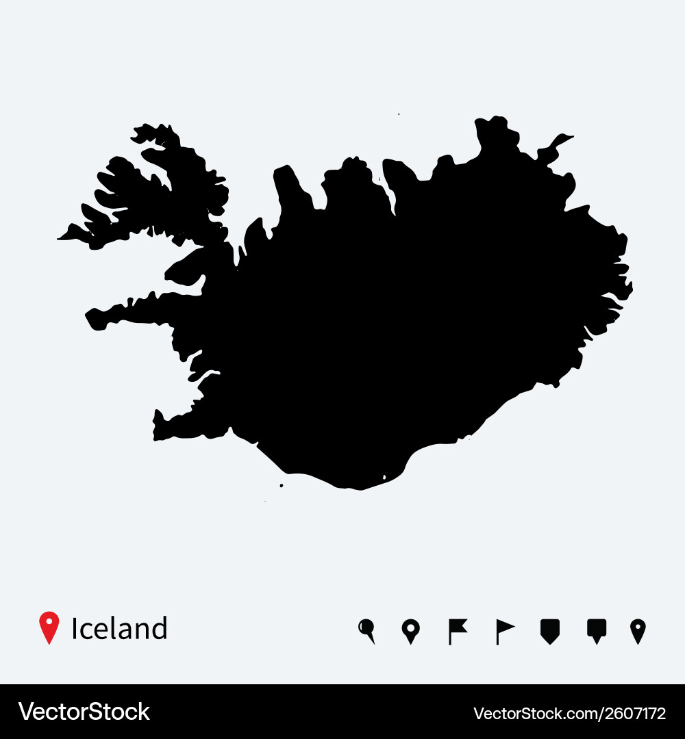 Detailed Iceland Map with Navigation Icons vector image