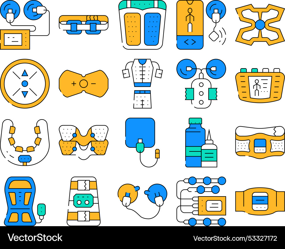 Ems training device collection icons set Ems training device collection icons set vector image