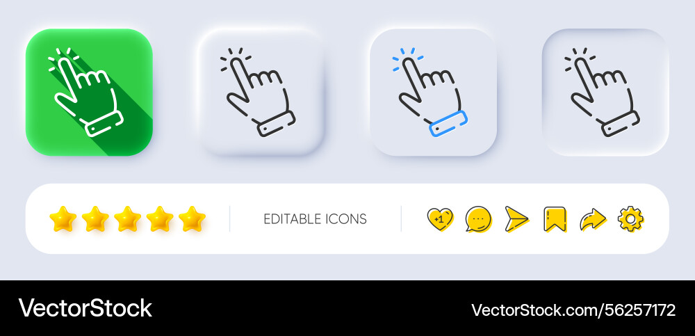 Hand cursor line icon click action sign Hand cursor line icon click action sign vector image