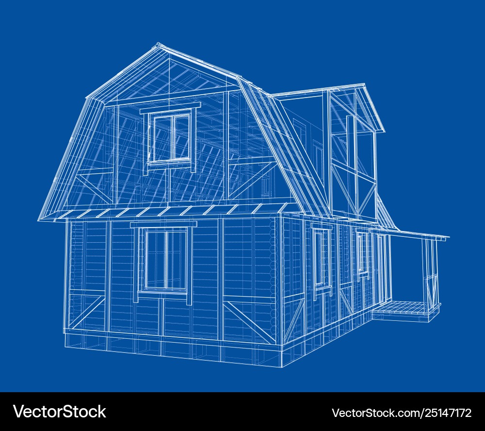 House sketch rendering 3d Vector Image