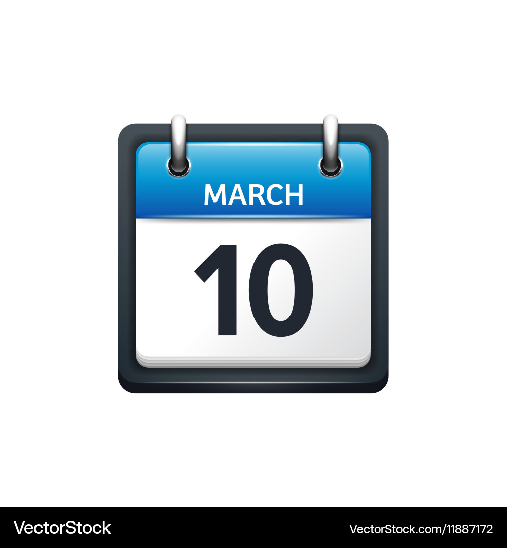 march-10-calendar-icon-flat-royalty-free-vector-image