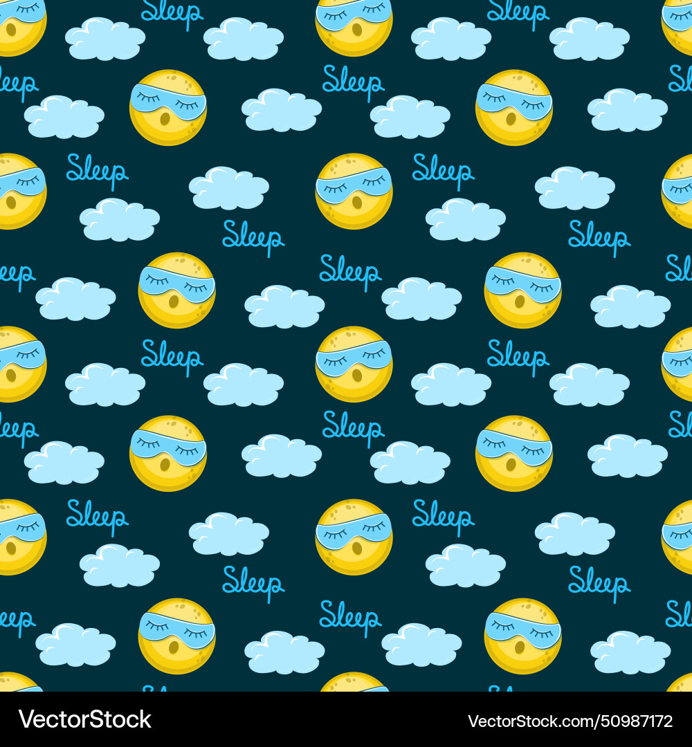 Seamless pattern with sleeping moon in mask Vector Image