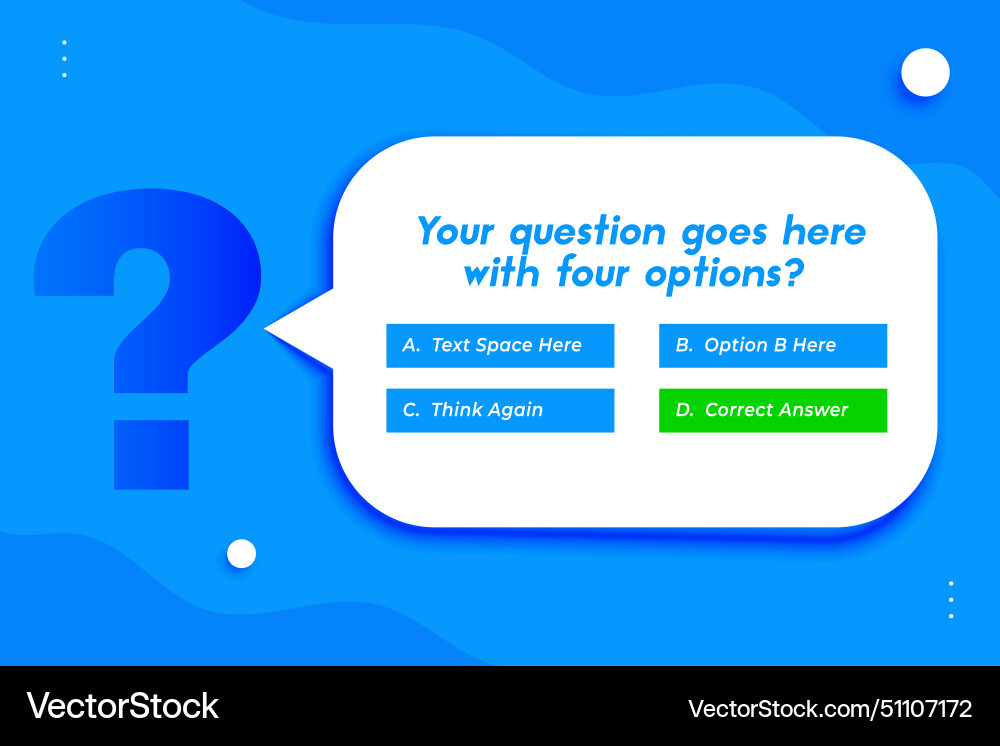 Take the quiz challenge with multiple option vector image