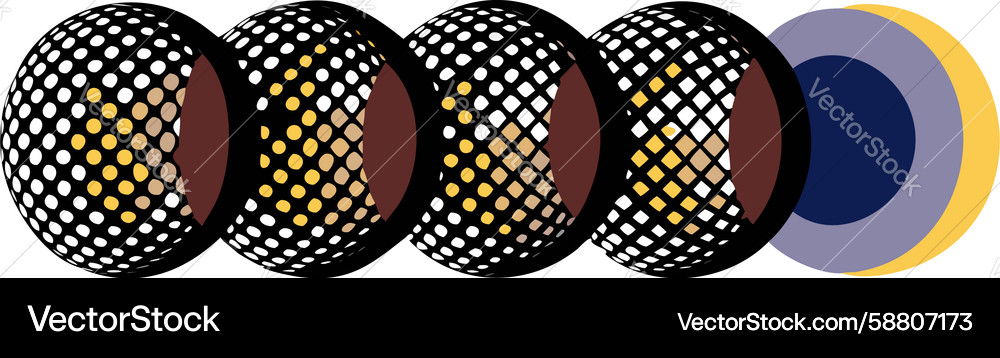 Abstract spherical gradient pattern set design Vector Image