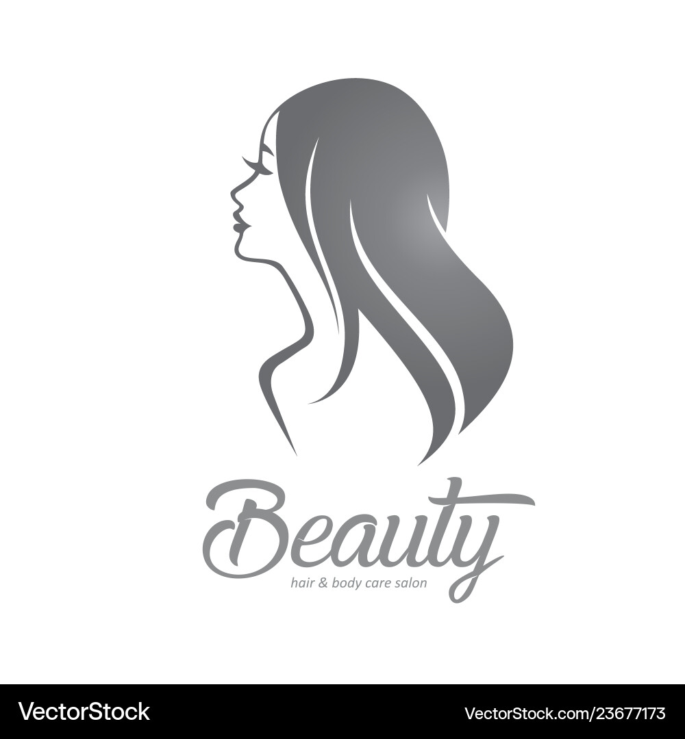 Elegant Woman Hair Silhouette - Beauty Logo vector image