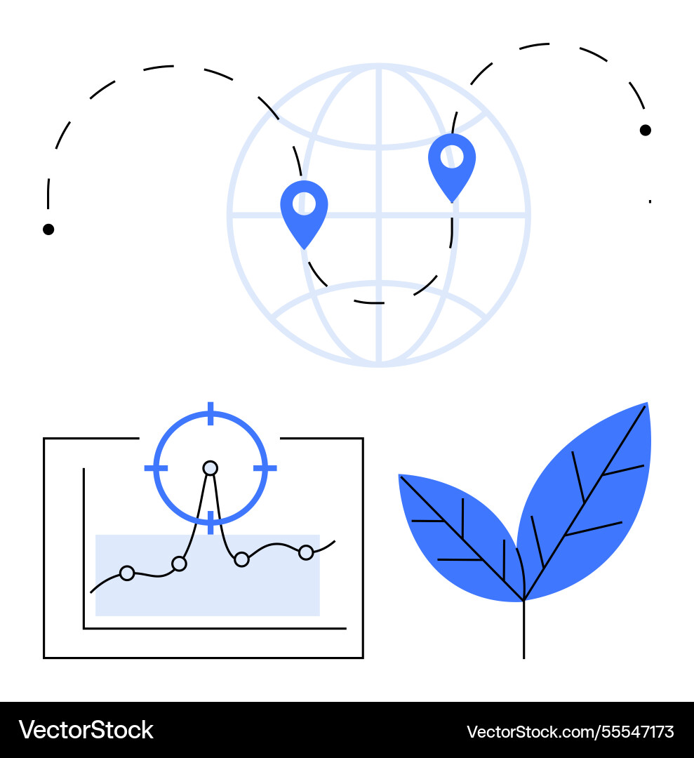 Global navigation data analytics and sustainable Global navigation data analytics and sustainable vector image