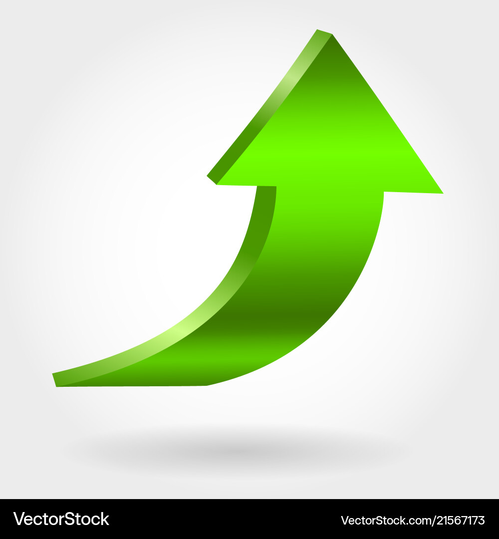 Green arrow pointing upwards vector image