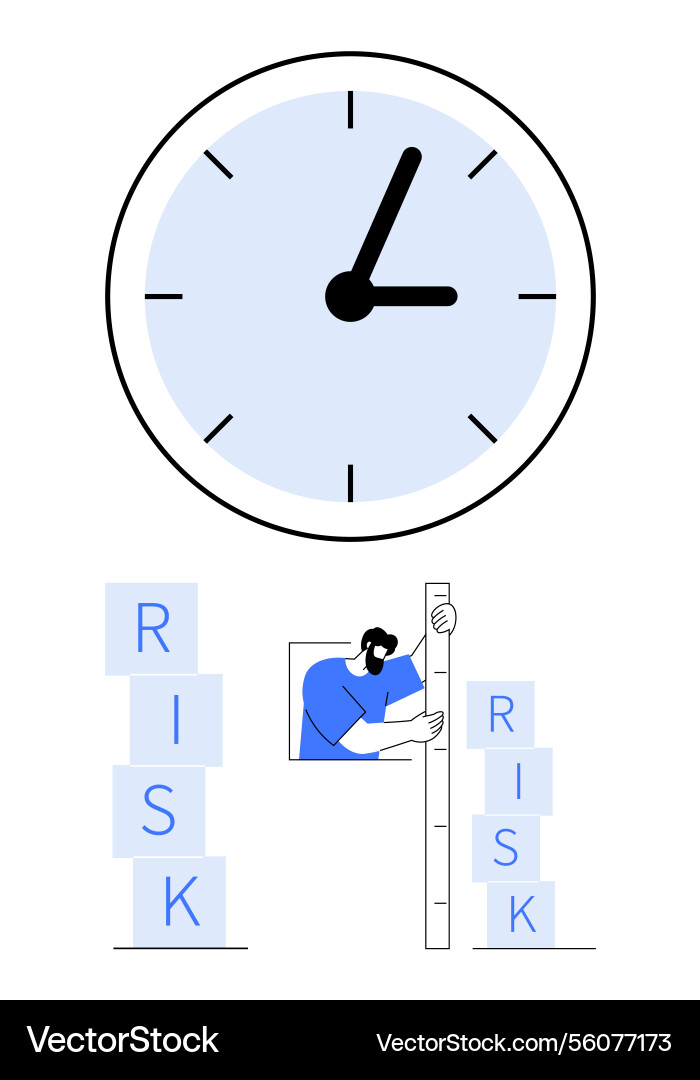 Man measuring risk levels with ruler below large Vector Image