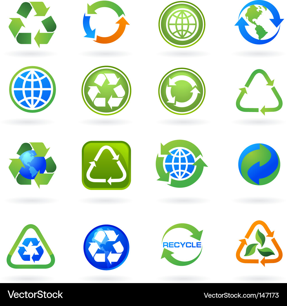 Recycling Icons & Logo Set vector image