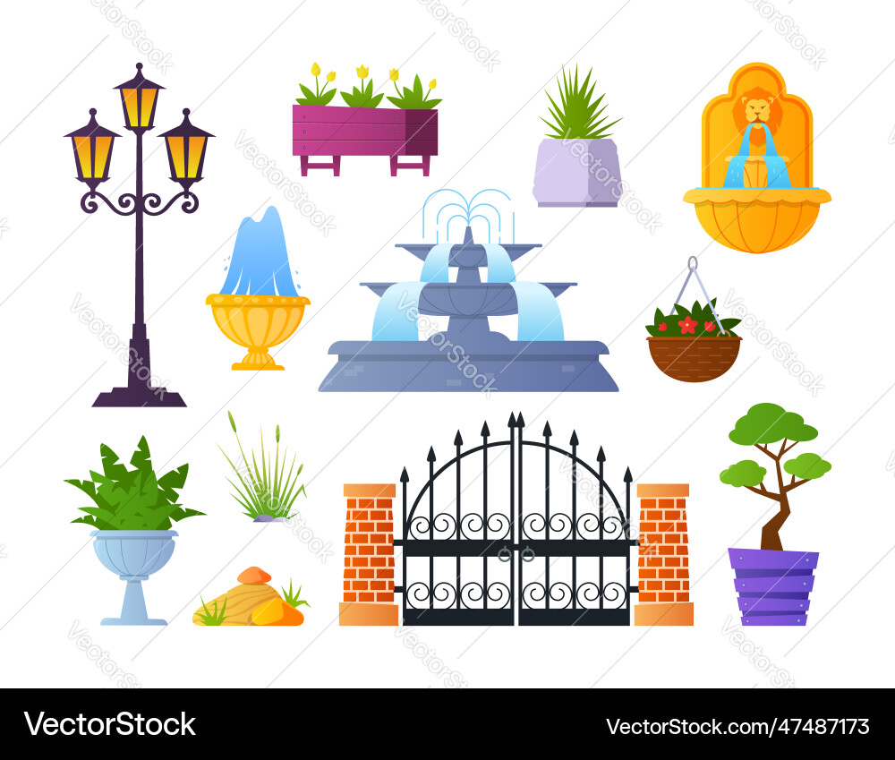 Urban Landscape Elements - Flat Style Royalty Free Vector