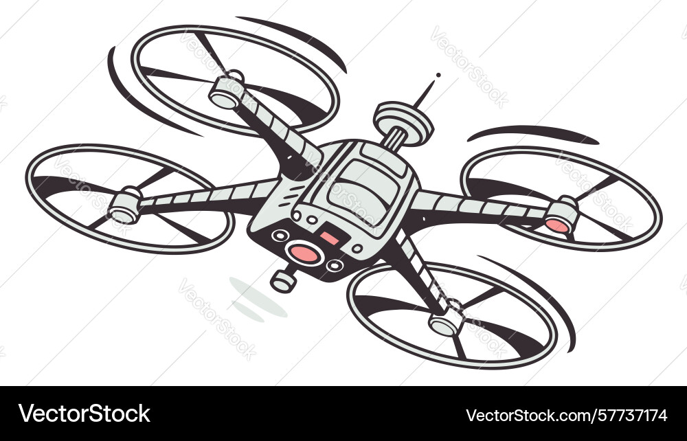 Advanced aerial drone with multiple rotors design Vector Image