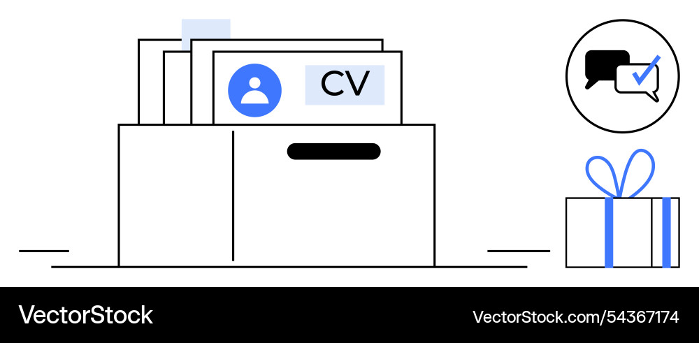 Job application process with cvs in a drawer Job application process with cvs in a drawer vector image