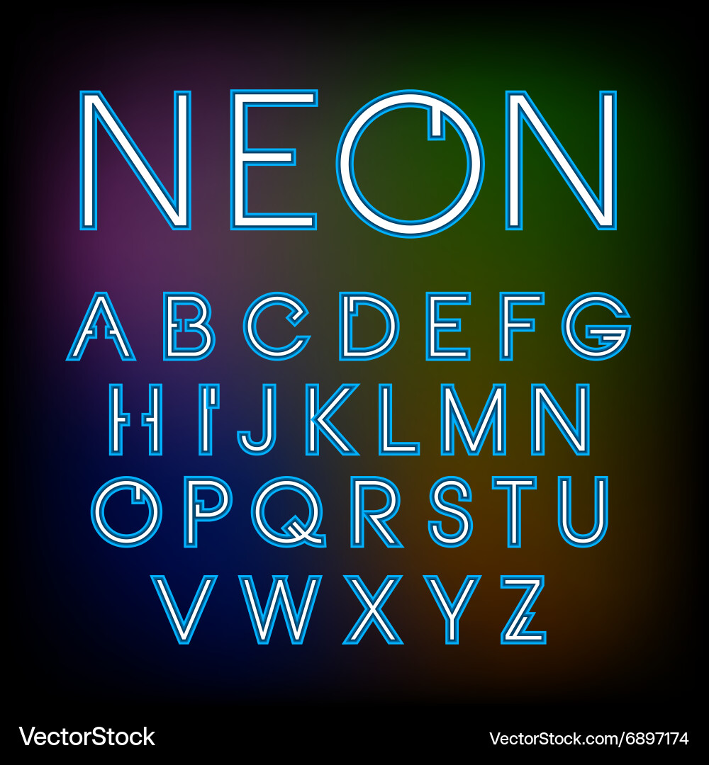 Linear neon font Vector Image
