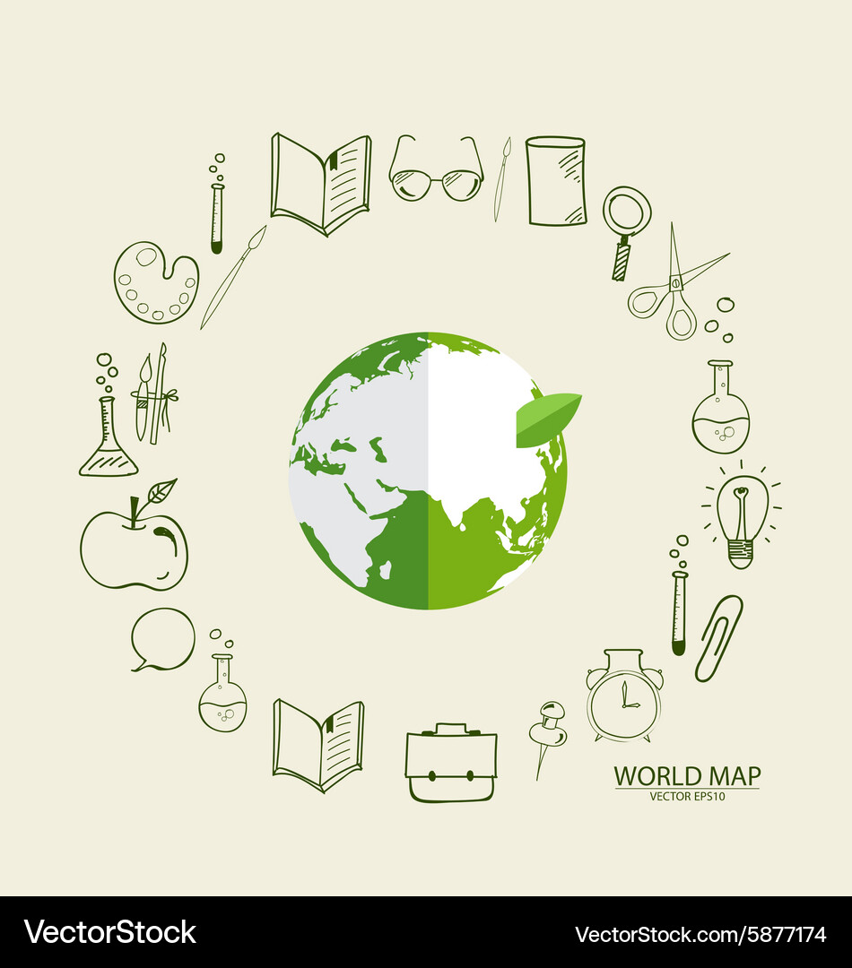 Modern globe with application icon template Vector Image