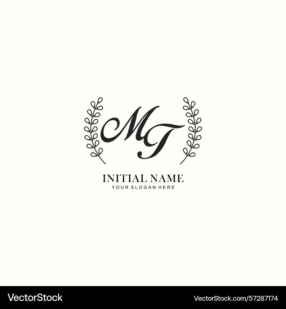 Mt initial logo templates with botanical elements Mt initial logo templates with botanical elements Vector Image