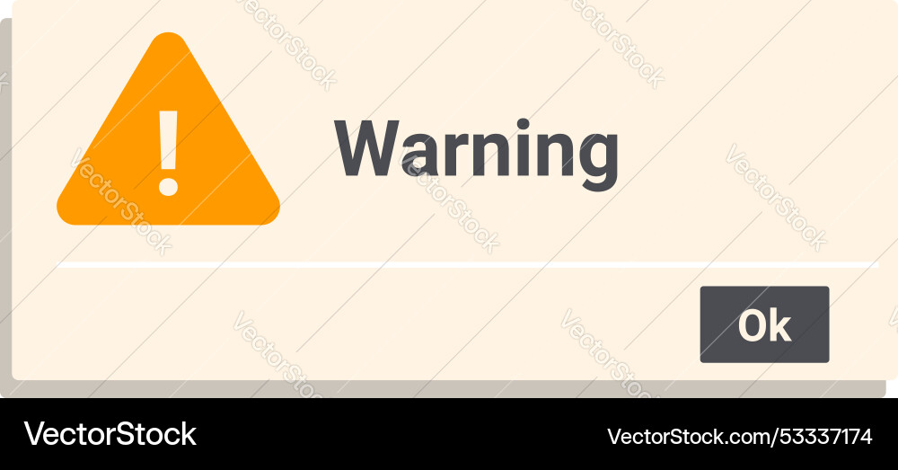 Warning popup window with exclamation point Warning popup window with exclamation point vector image
