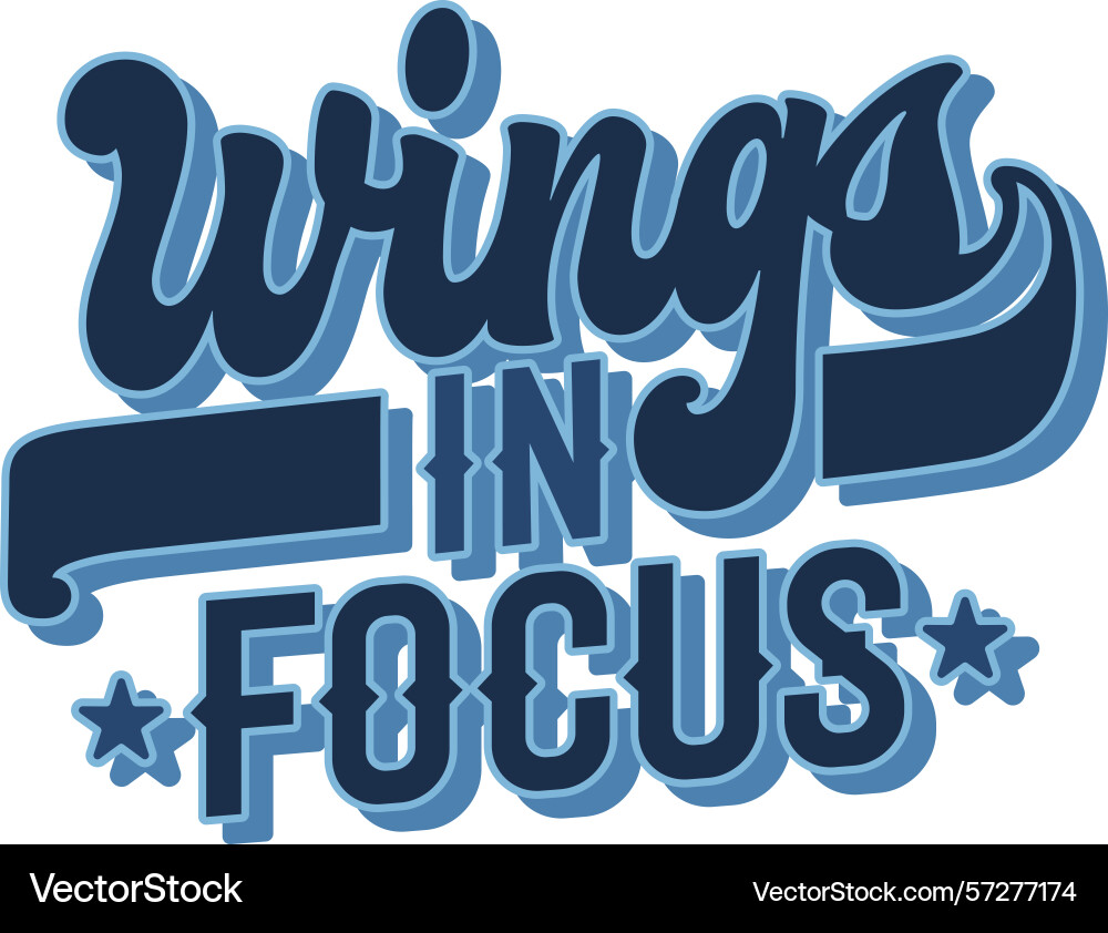 Wings in focus the groovy script style features vector image