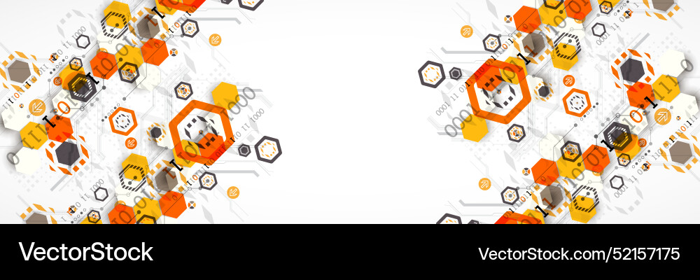 Abstract circuit board background with hexagons vector image