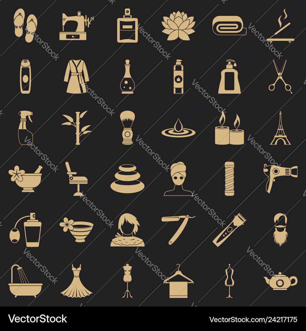 Cosmetic for make up icons set simple style Cosmetic for make up icons set simple style vector image