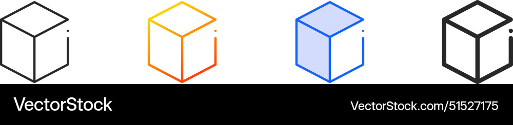 Cube iconthin linear gradient blue stroke vector image