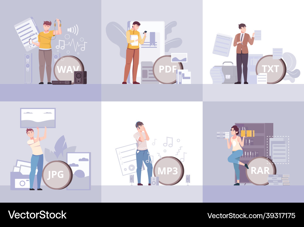 File extensions square compositions Vector Image