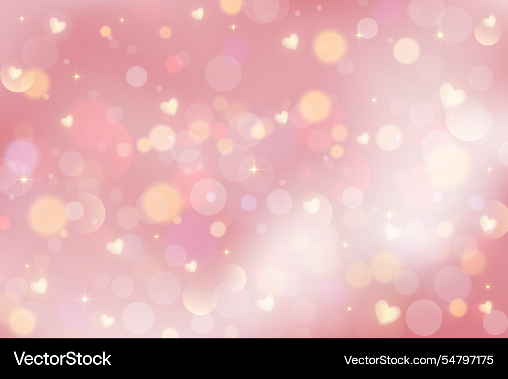 Lovely pink background with hearts and bokeh cute Lovely pink background with hearts and bokeh cute vector image
