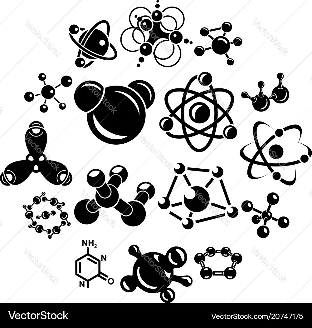 Molecule icons set simple style Molecule icons set simple style vector image