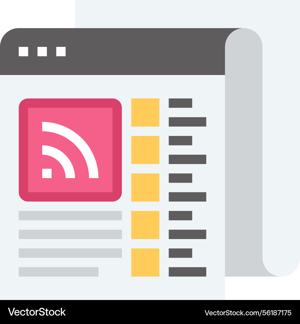 Rss feed flat web icon Rss feed flat web icon vector image